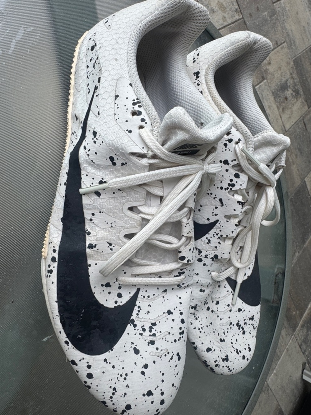 Nike White Zoom Rival S 9 Track Spikes Paint-Splatter